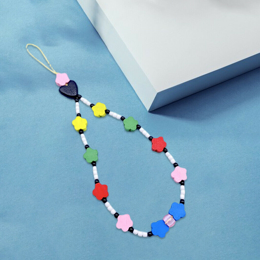 Flower Beaded Phone Lanyard Phone Decoration DIY Beads Charms Key Chain