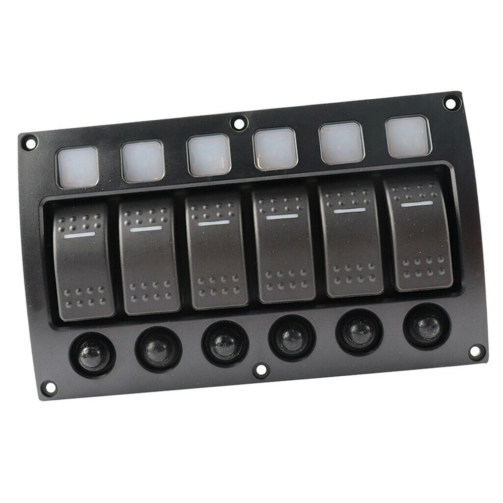 6   Gang   LED   Rocker   Switch   Panel   Circuit   Breakers   for   RV   Car