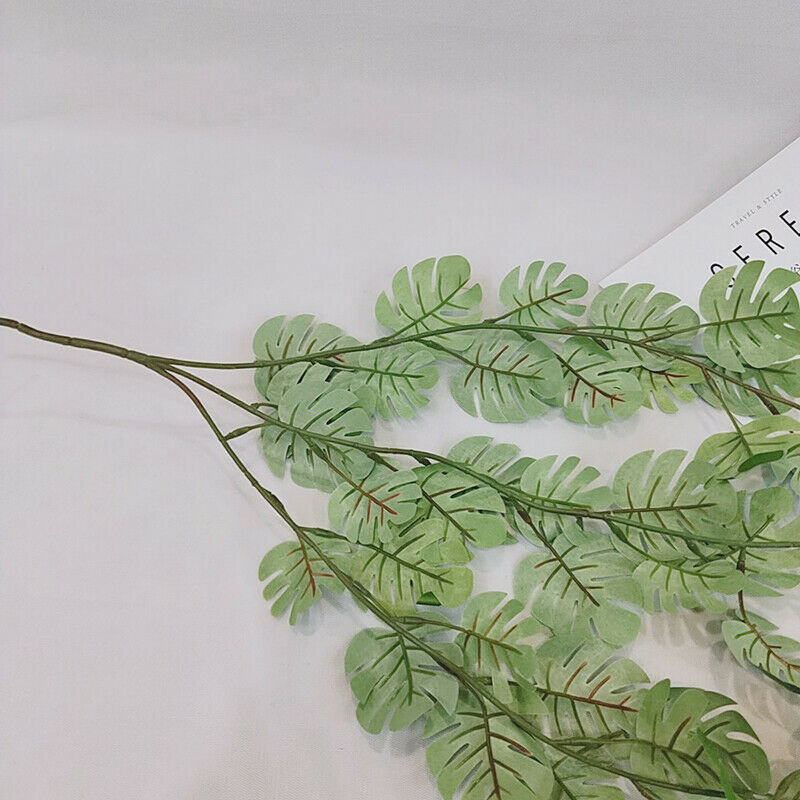 80cm Silk Tropical Palm Leaves Vine Artificial Jungle Turtle Rattan Home .l8