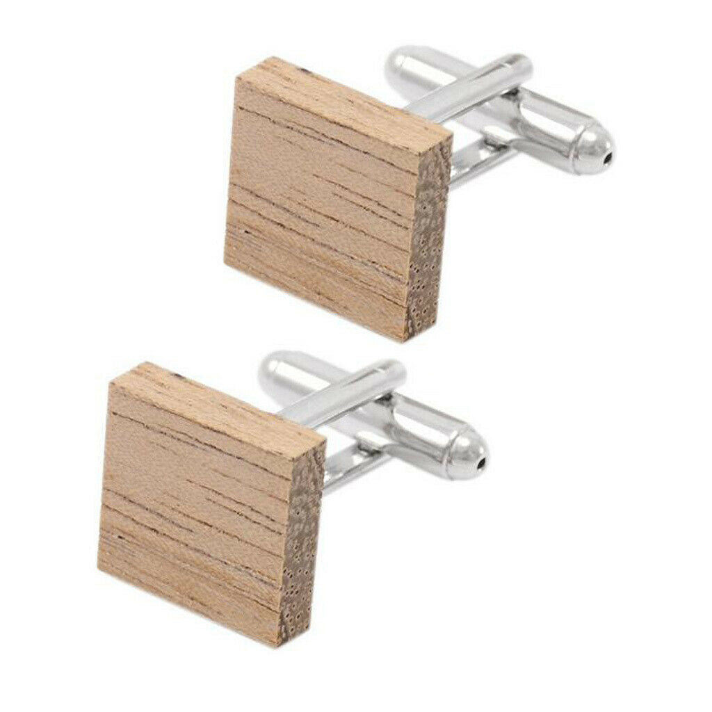 Men's Classic Wooden Square Cufflinks Wedding Party Favor Groom Cuff Link