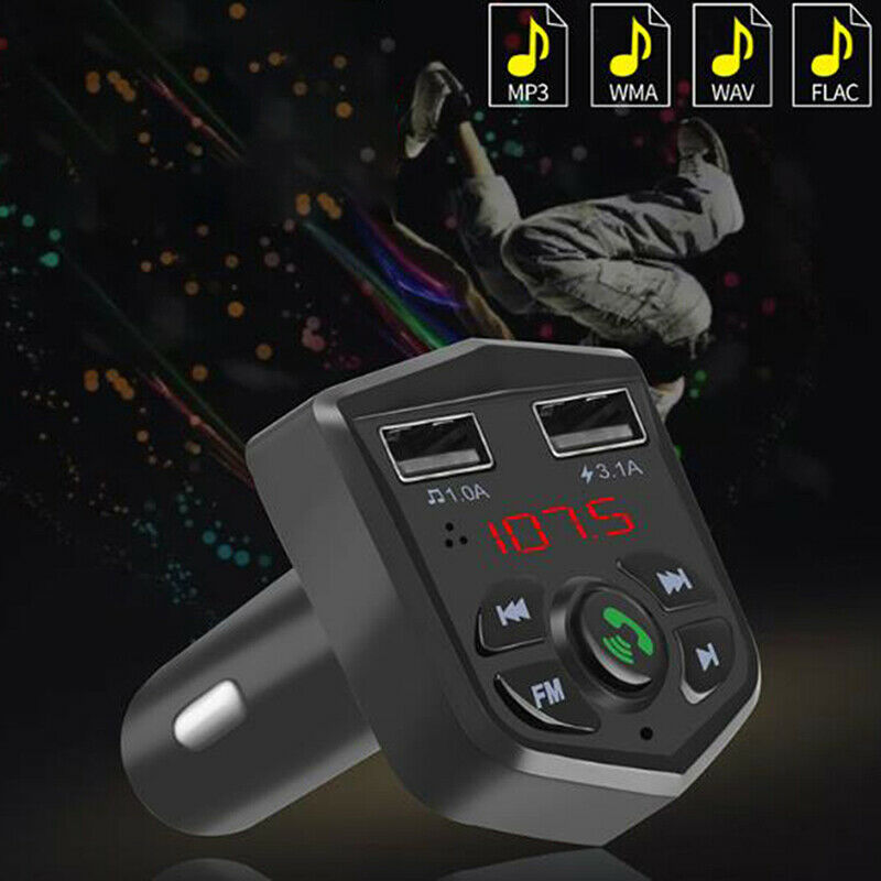 Car Kit Bluetooth 5.0 Handsfree Wireless FM Transmitter LCD MP3 Player USB C Ad