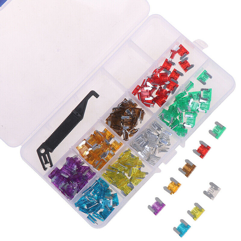 100x Micro Auto Car Low Profile Mini Blade Fuse Kit 3A5A7.5A10A15A 20A25A3  SJ