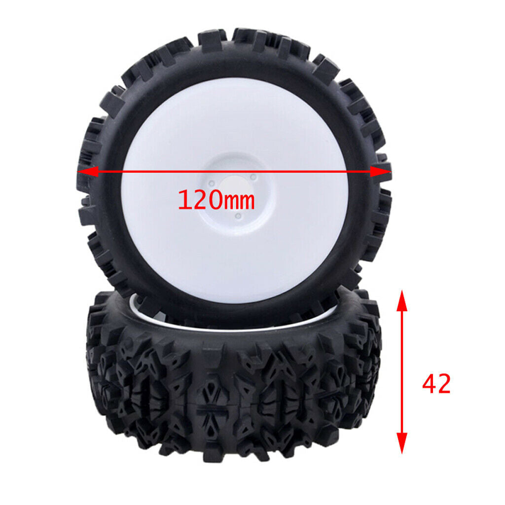 4pcs 1/8 RC Rubber Tires & Wheels Rims Hex 17mm for 1:8 RC on-Road Buggy Car