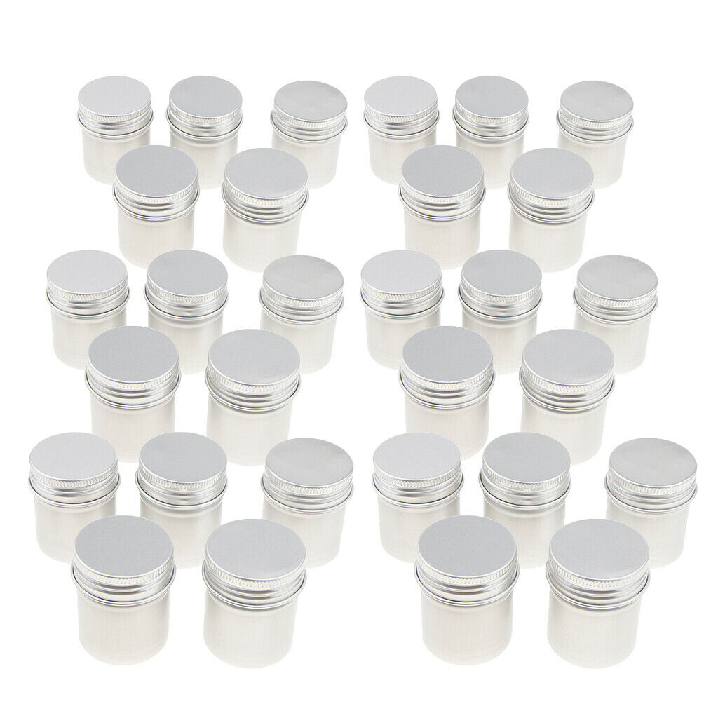 30-Pack Aluminium Tin Jars Storage Cosmetic Bottle Round Containers with Metal