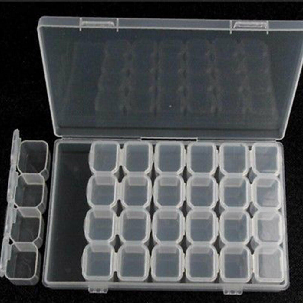 28 Slots Empty Storage Box Jewelry Nail Art Display Container Case Holder
