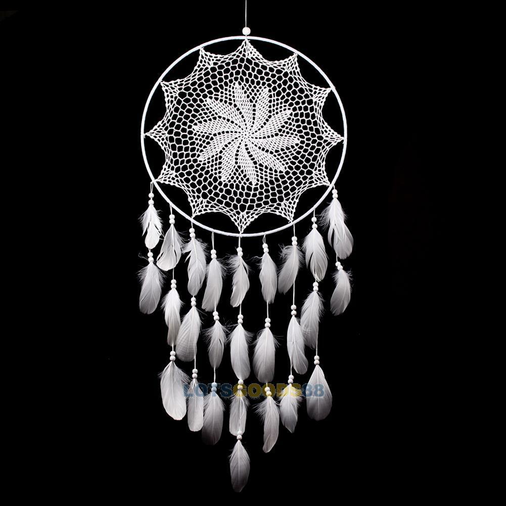 Large Handmade Dream Catcher with White Feathers Wall Hanging Decoration Craft