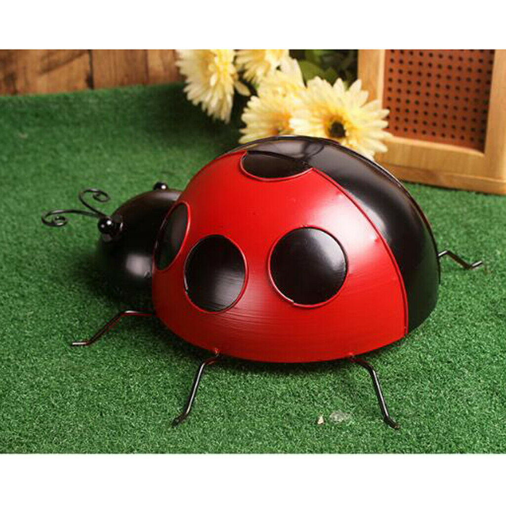 3pcs Cute Metal Ladybird Sculpture Handmade Wall Hanging Ladybug Ornaments