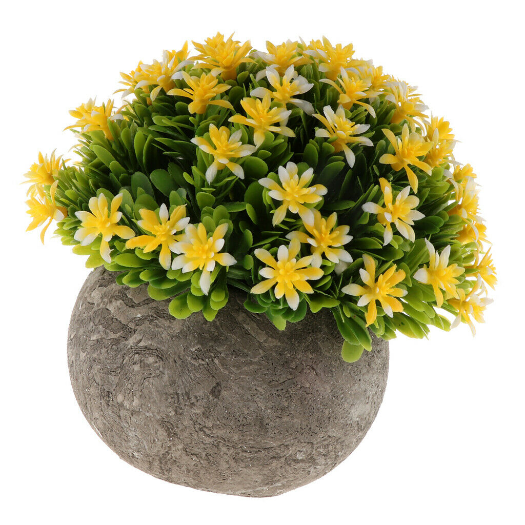 Artificial Gypsophila Potted Flower Plastic Mini Plants Home Decor Yellow