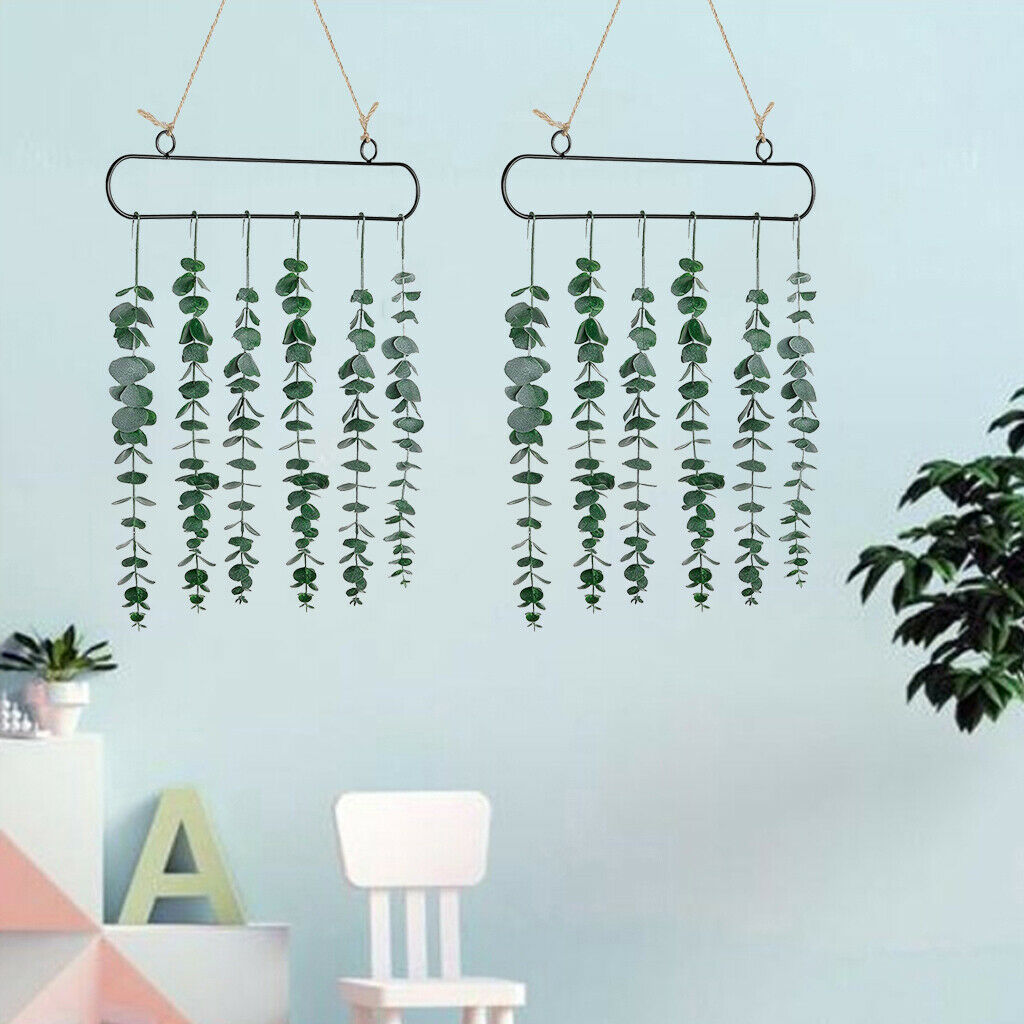 2Pcs Rustic Eucalyptus Leaves Wall Decor Greenery Boho Backdrop Decoration
