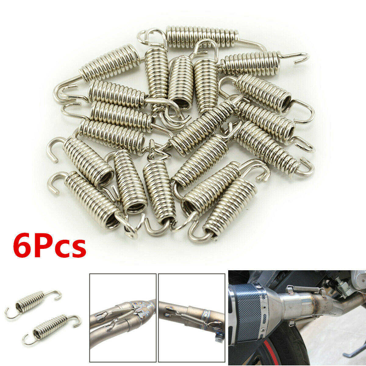 6Pcs Stainless Steel Motorcycle Exhaust Mounting Springs Exhaust Pipe Fasteners