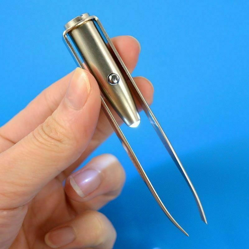 Portable Mini Tweezer With LED Light Hair Removal Eyebrow Beauty Make Up Tool UK