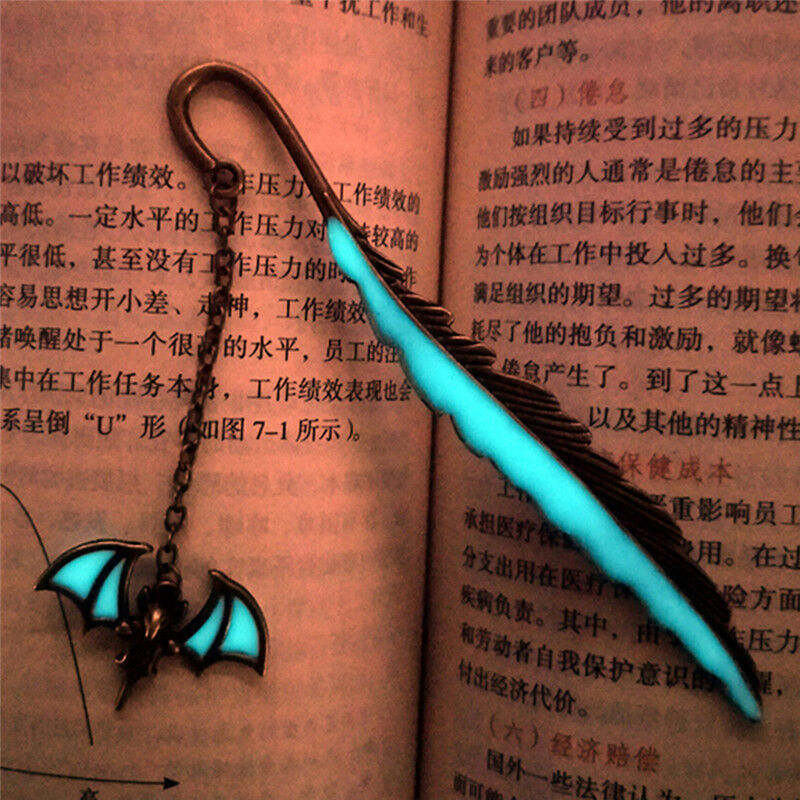Luminous Night Bat Bookmark Label Read Maker Feather BookMark StationeryC.l8