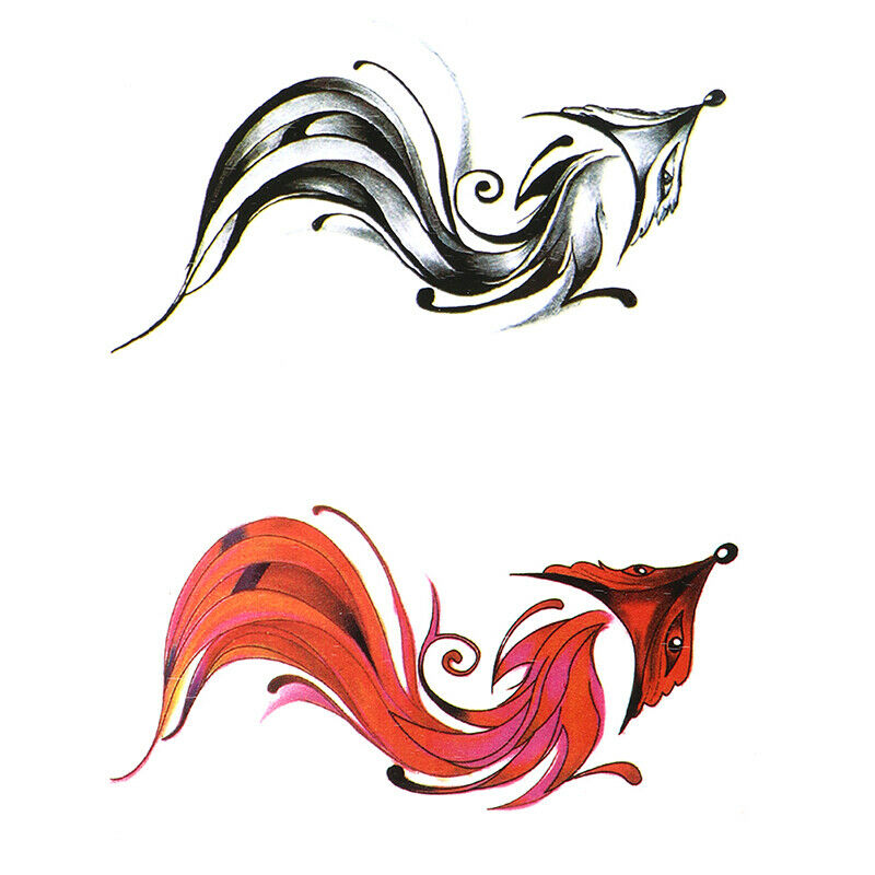 2Pcs/Set Waterproof Tattoos For Women Body Art Blue Red Black Fox Tattoo Stic FT