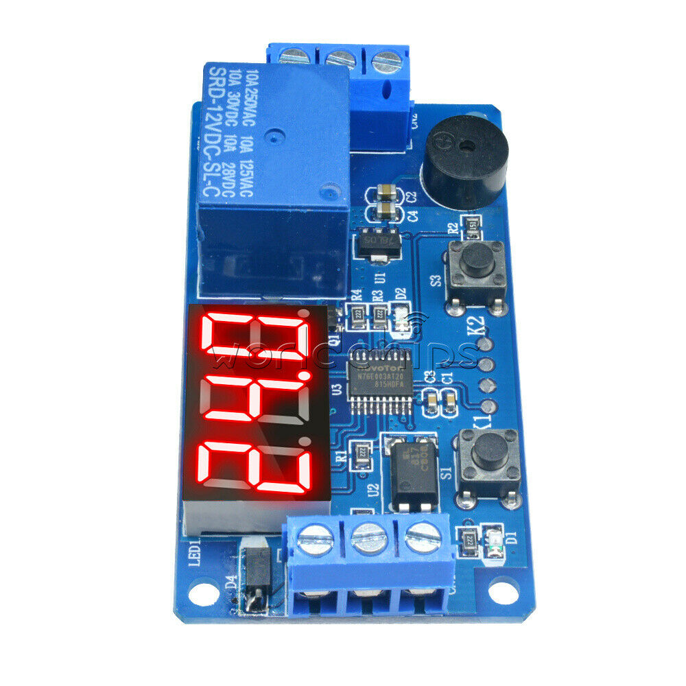 12V Display LED Timer Relay Programmable Board Delay Switch Module Car Buzzer