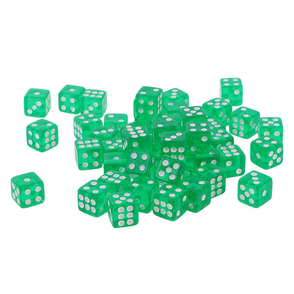 50X 6 Sided Dice D6 Polyhedral Dice 12mm for