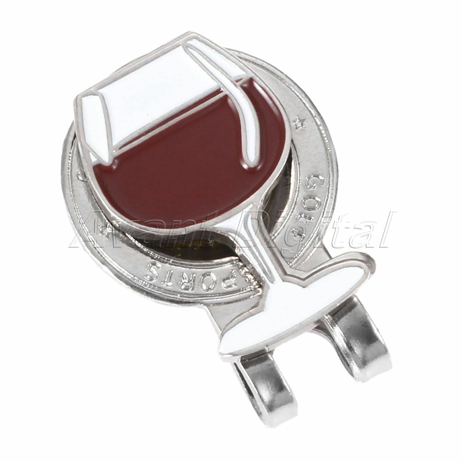 Red Wine Cup Pattern Magnetic Golf Ball Marker And Hat Clip Golf Clip Marker New