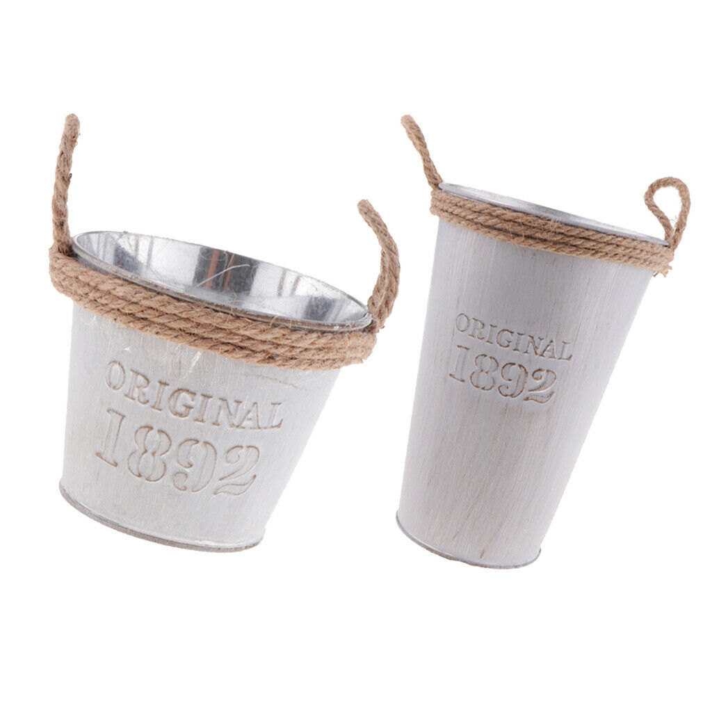 2Pcs Decorative Galvanized-Metal Can | Garden Decoration | Gardening