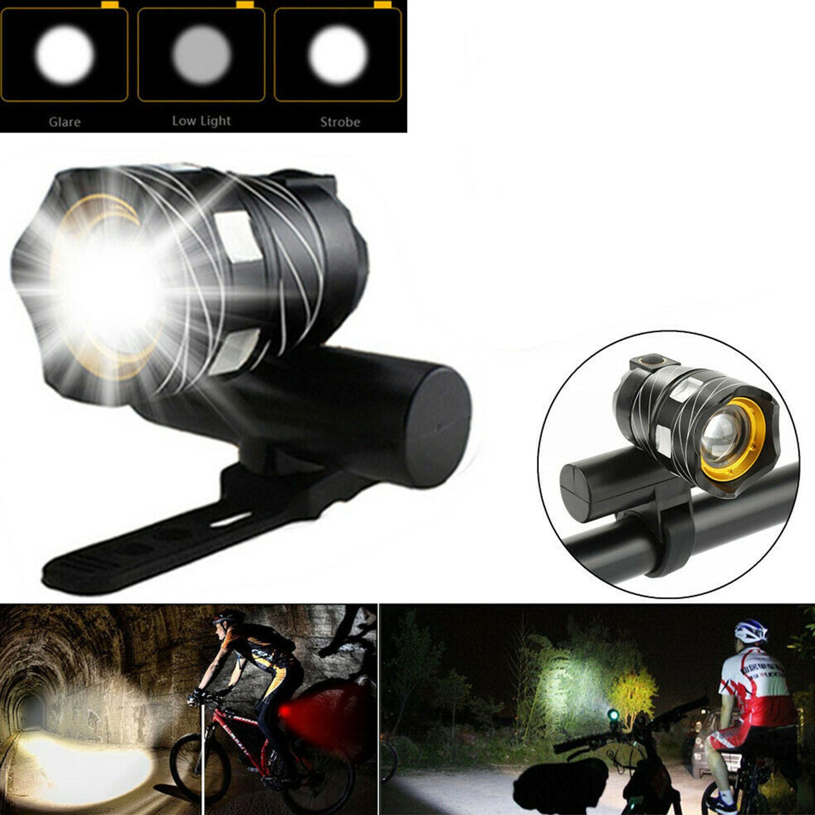 15000LM XM-L T6 LED MTB Bicycle Light Bike Front Headlight USB Rechargeable