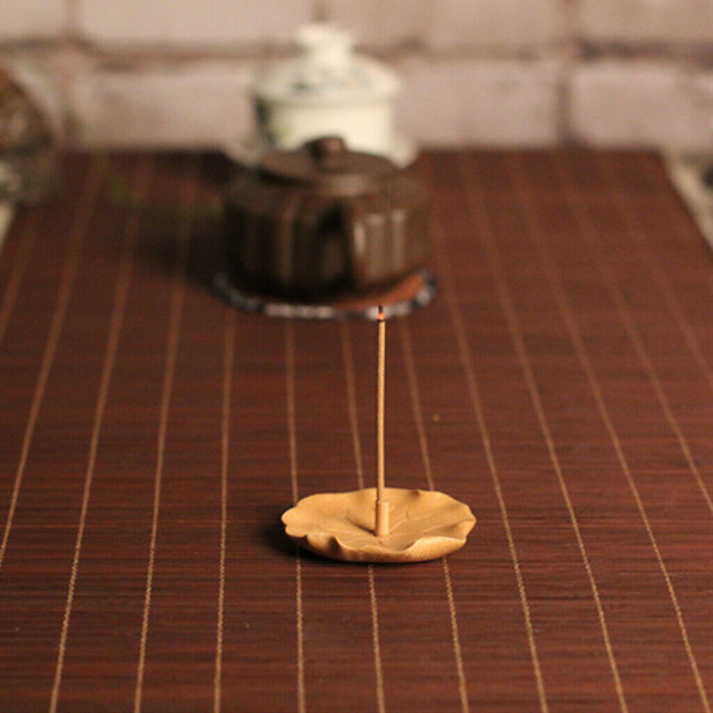 Bamboo Incense Burner Stick Holder Ash Catcher Plate Lotus Pattern Holder