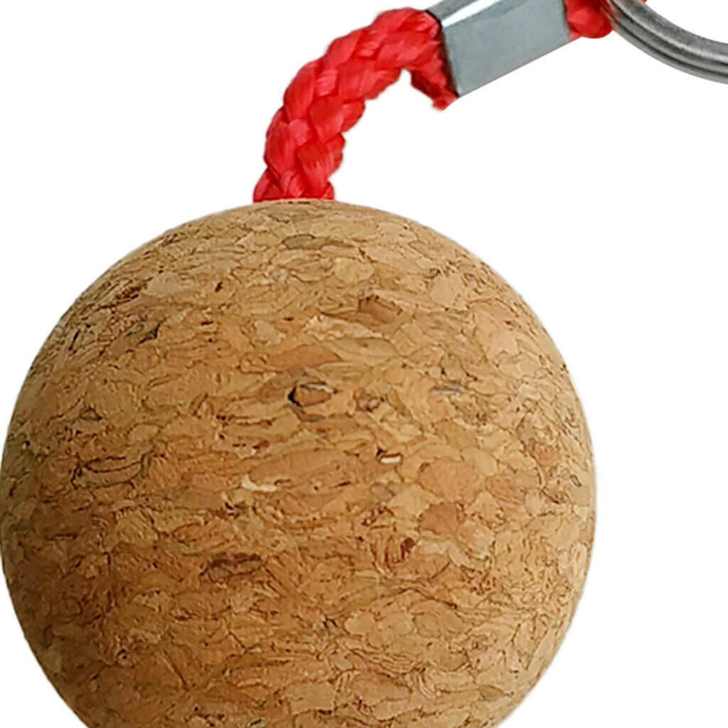2 Packs Lightweight Cork Wooden Buoyant Keyring Ball for Marine Accessories