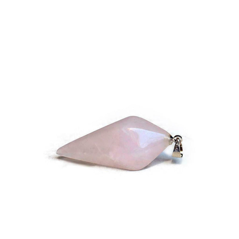 Natural Gemstones Hexagonal Pointed Pendant Pink Quartz