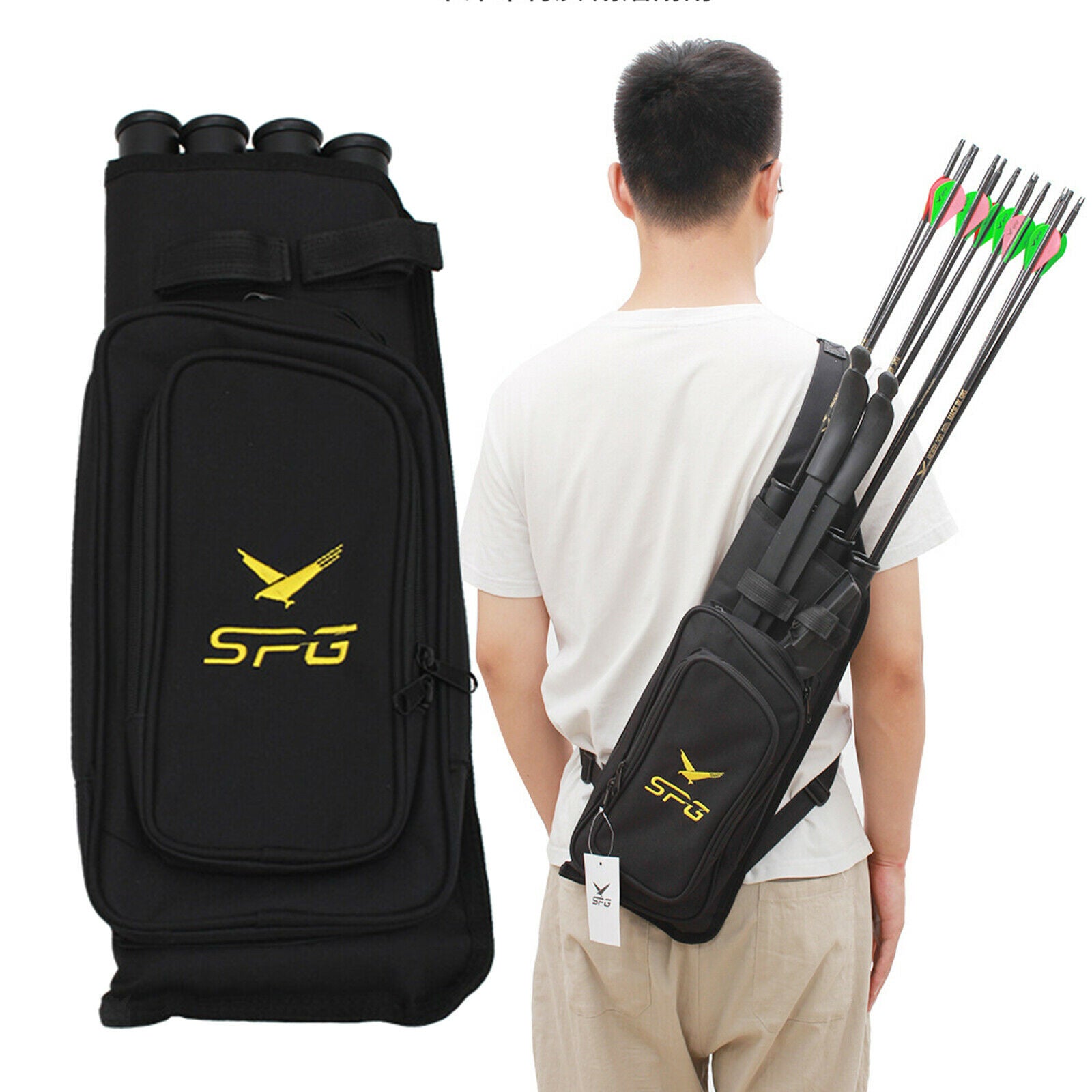 4Tube Archery Arrows Quiver Bag Holder Hunting Shooting Training Back Quiver