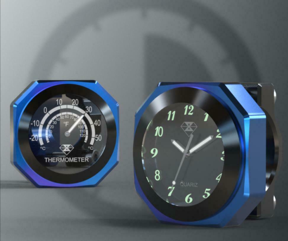 Suitable for 22-28mm Motorcycle Handlebar Clock and Thermometer Universal Clock