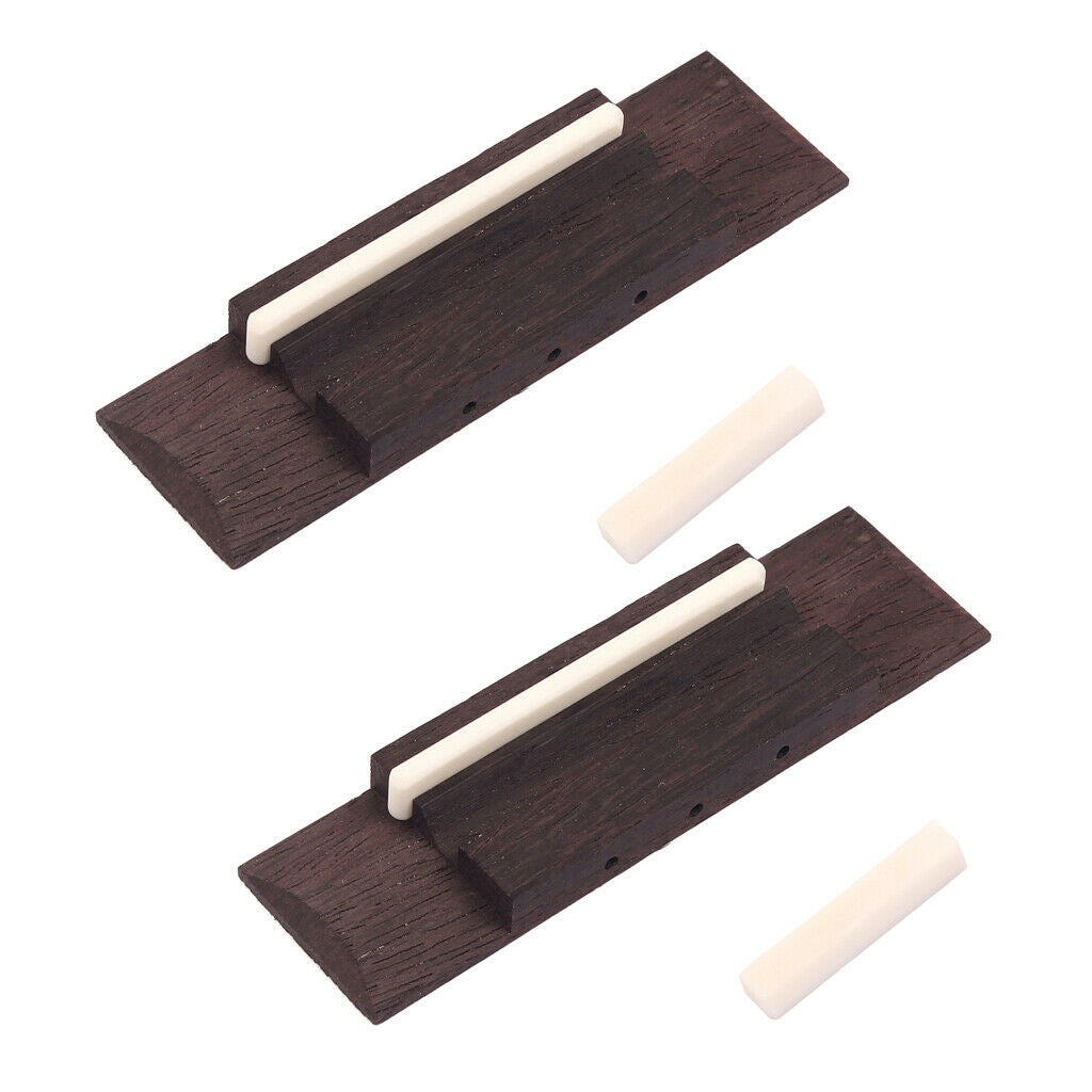 2 Pieces Rosewood Bridge With Bone Saddle and nut for 3 String CIGAR Guitar