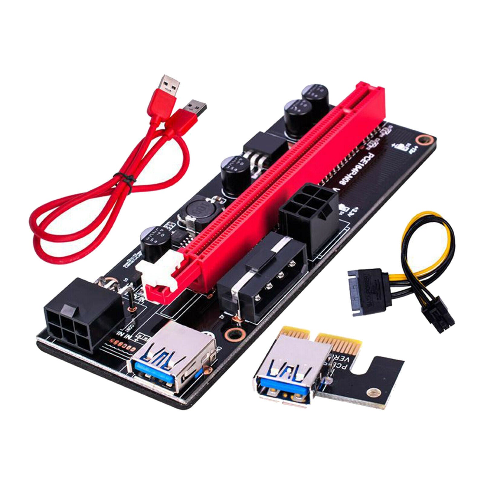 2x PCI-E VER 009S 1x to 16x Graphic Extension USB Adapter Card 60cm Cable