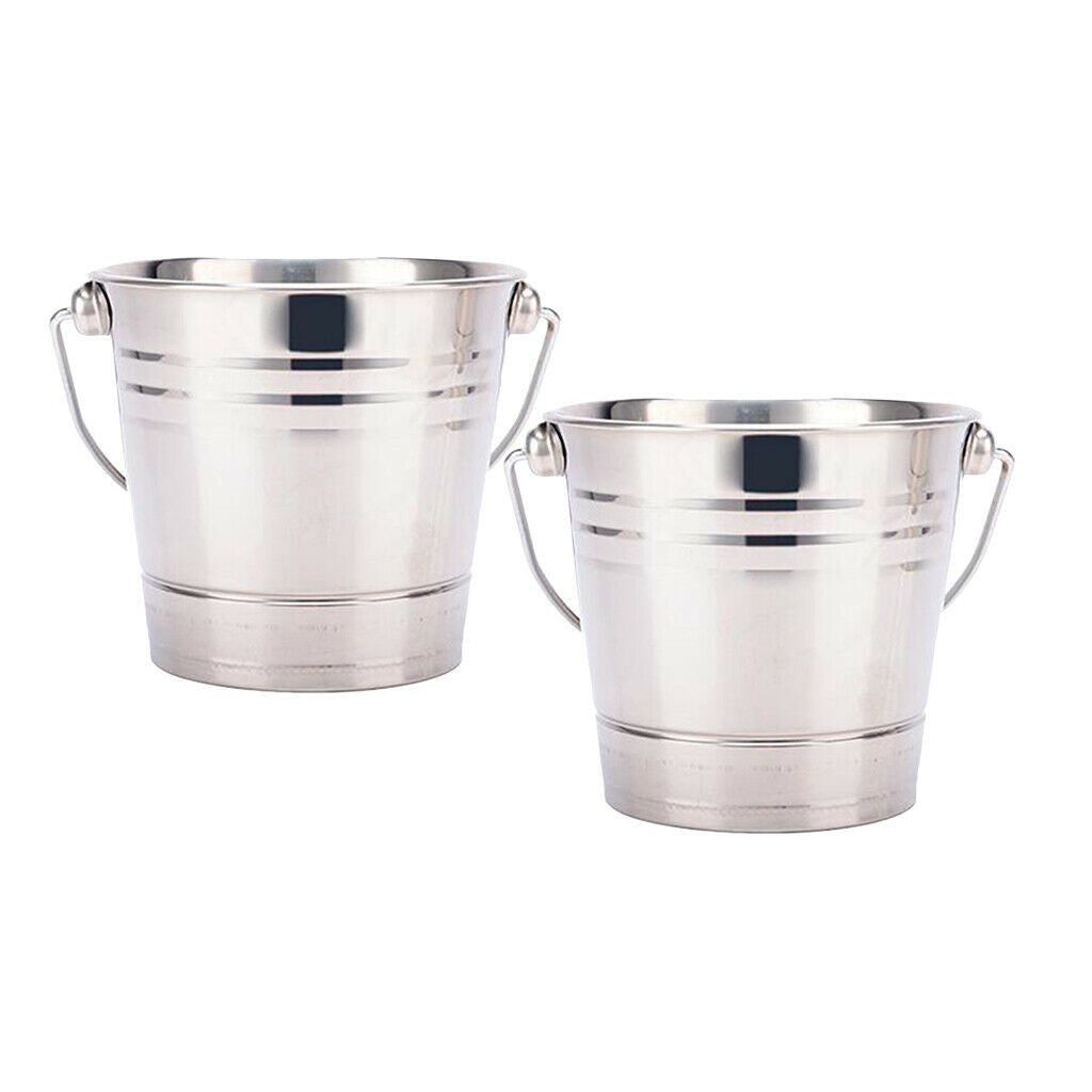 2x Polished Ice Bucket Champagne Cooler Portable Party Cafe Bar Supply 1.5L