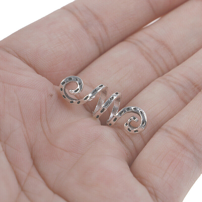 5Pc/Set Alloy Spiral Hair Braiding Dreadlock Beads Jewelry Rings Cuffs Tu.l8
