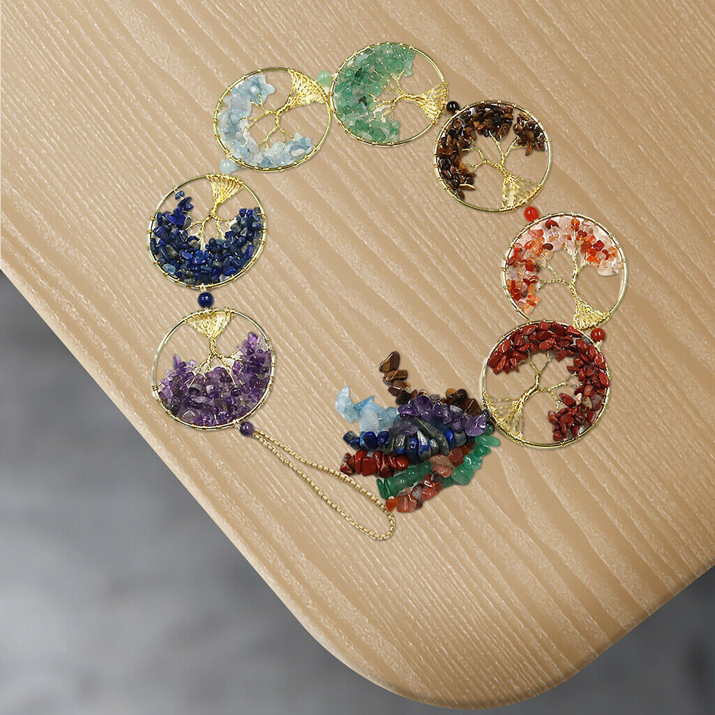 Tree of Life Pendant Hanging Ornaments Wall Hanger Tumbled Quartz Decor Gift
