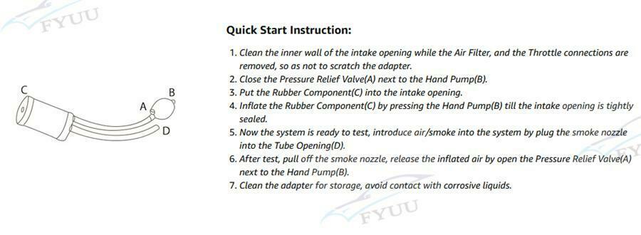 Smoke Machine Leak Tester Block Tester Inflatable Leak Plug  for 12V Vehicle