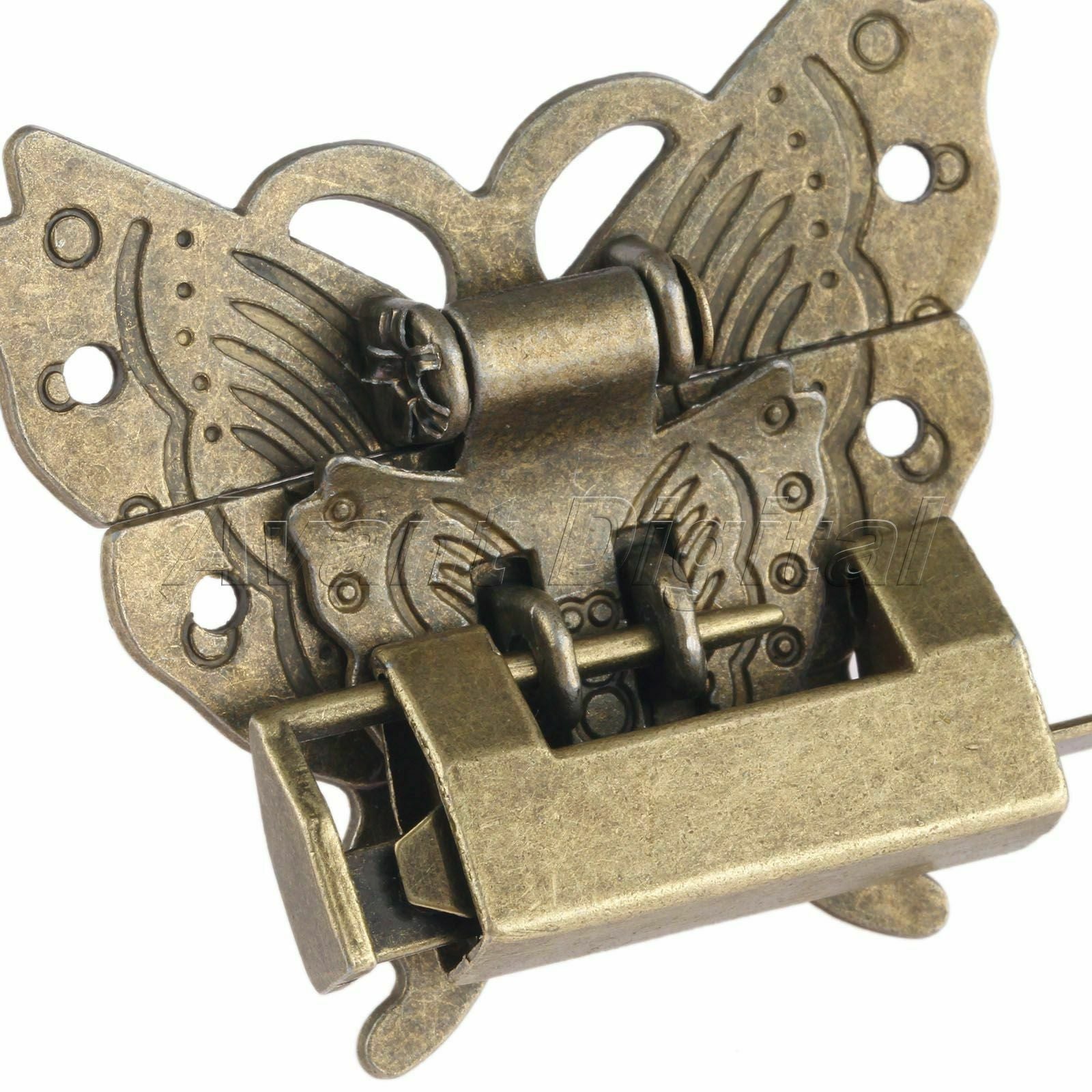 60*38*13mm Chinese Old Padlock Lock Key w/ Butterfly Box Latch Clasp Hardware Se