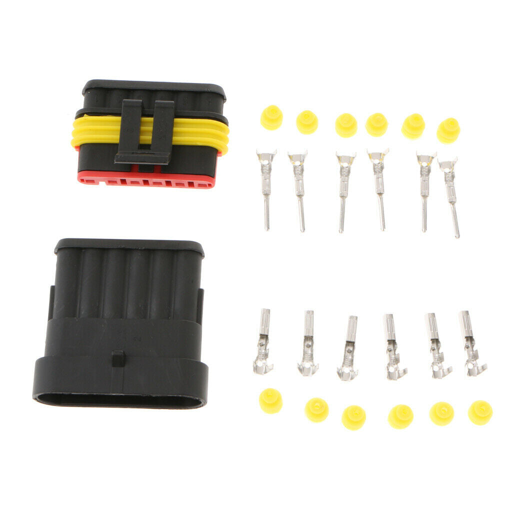 3pcs Car Auto Sealed Waterproof Electrical Wire Connector Plug 6P