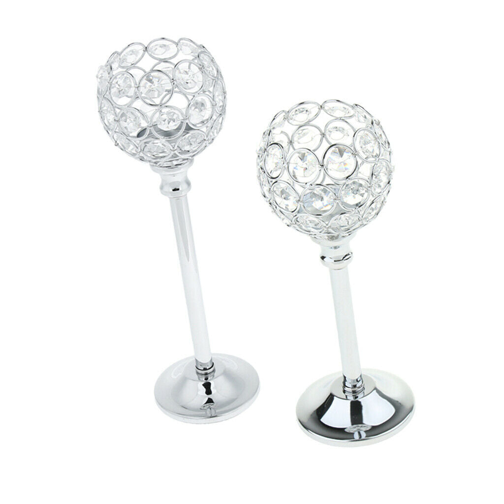2pcs Mosaic Crystal Wedding Present Candlestick Candle Tea Light Holder Stand