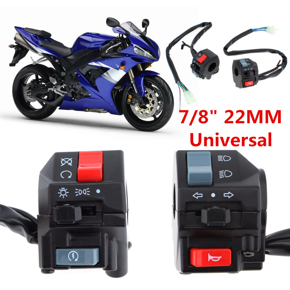 2x Waterproof Motorcycle 7/8" Handlebar Switch Horn Turn Signal Light Controller