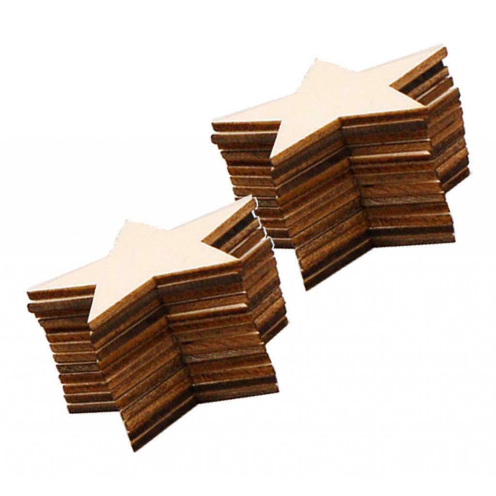 25 Star Shape Wood Piece Slices Art Christmas Tree