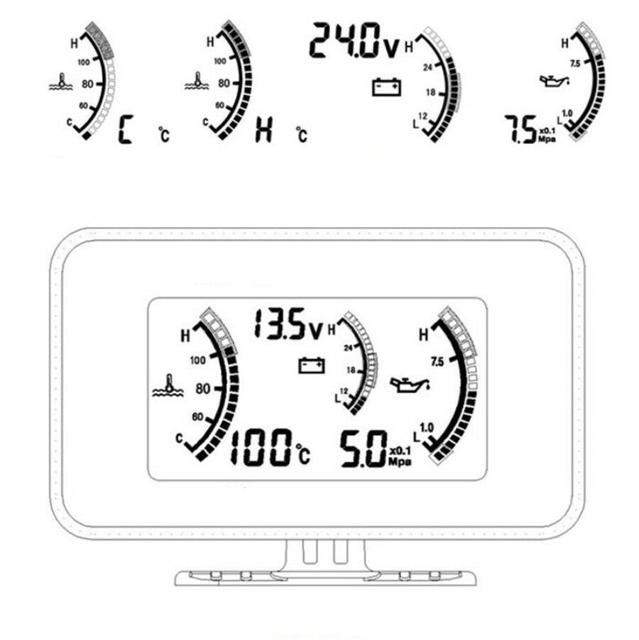 3In1 LCD Car Oil Pressure/Voltmeter Voltage/Water Temperature Gauge Meter 12/24V