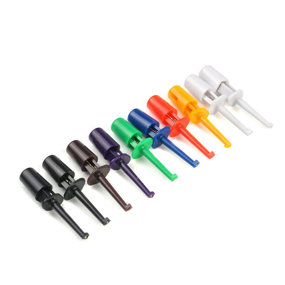 10pc Latest Large Size Multimeter Lead Wire Kit Test Hook Clip Set Connector New