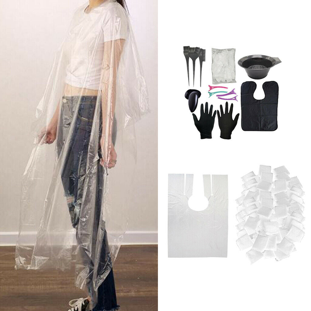200 Piece Disposable Hair Capes w/ Tinting Hair Dye Set Dyeing Comb Earmuffs