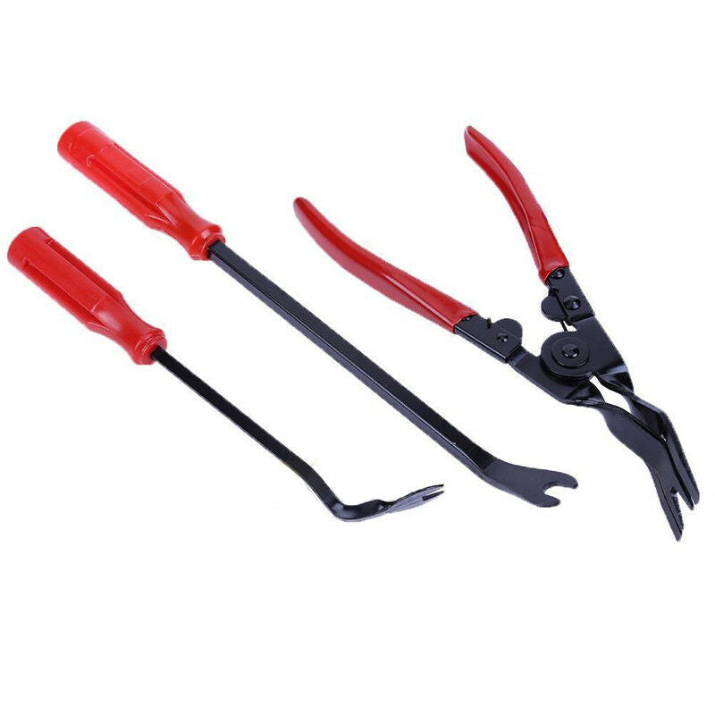 Steel Car Door Trim Panel Clip Removal Pliers & Fastener Remover Repair Kit 3Pcs