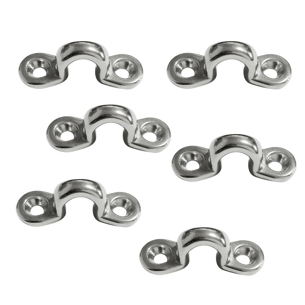 6 Pieces Stainless Steel Boat Kayak Marine Top Pad Eye Straps Tie Down Loops