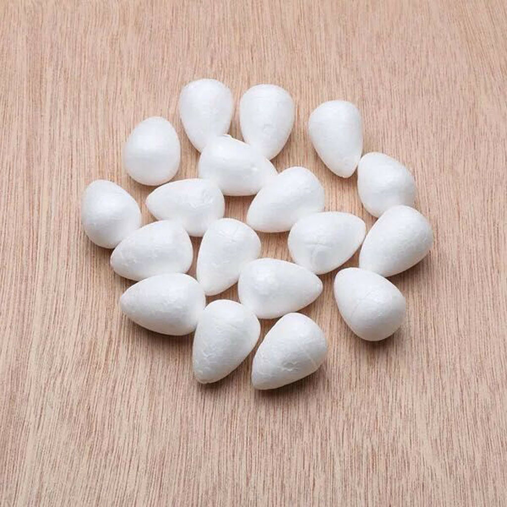 200 Pcs Water Drop Shape Styrofoam Foam White Rose Buds DIY Crafts 19&46 mm