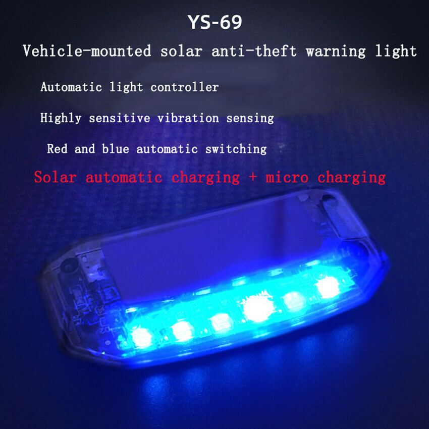 Car Solar Power Simulated Dummy Alarm Warning Anti-Theft Flashing LED Light