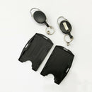 2 Pack Card ID Holder with Retractable Badge Reel Carabiner & Belt Clips Black