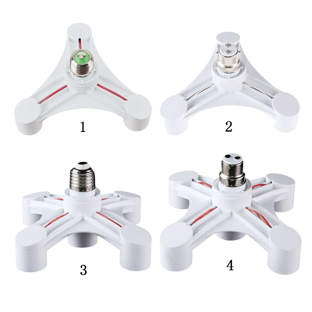 3 in 1 Light Socket Splitter, 2pcs Household LED Bulb Socket Adapter Converter