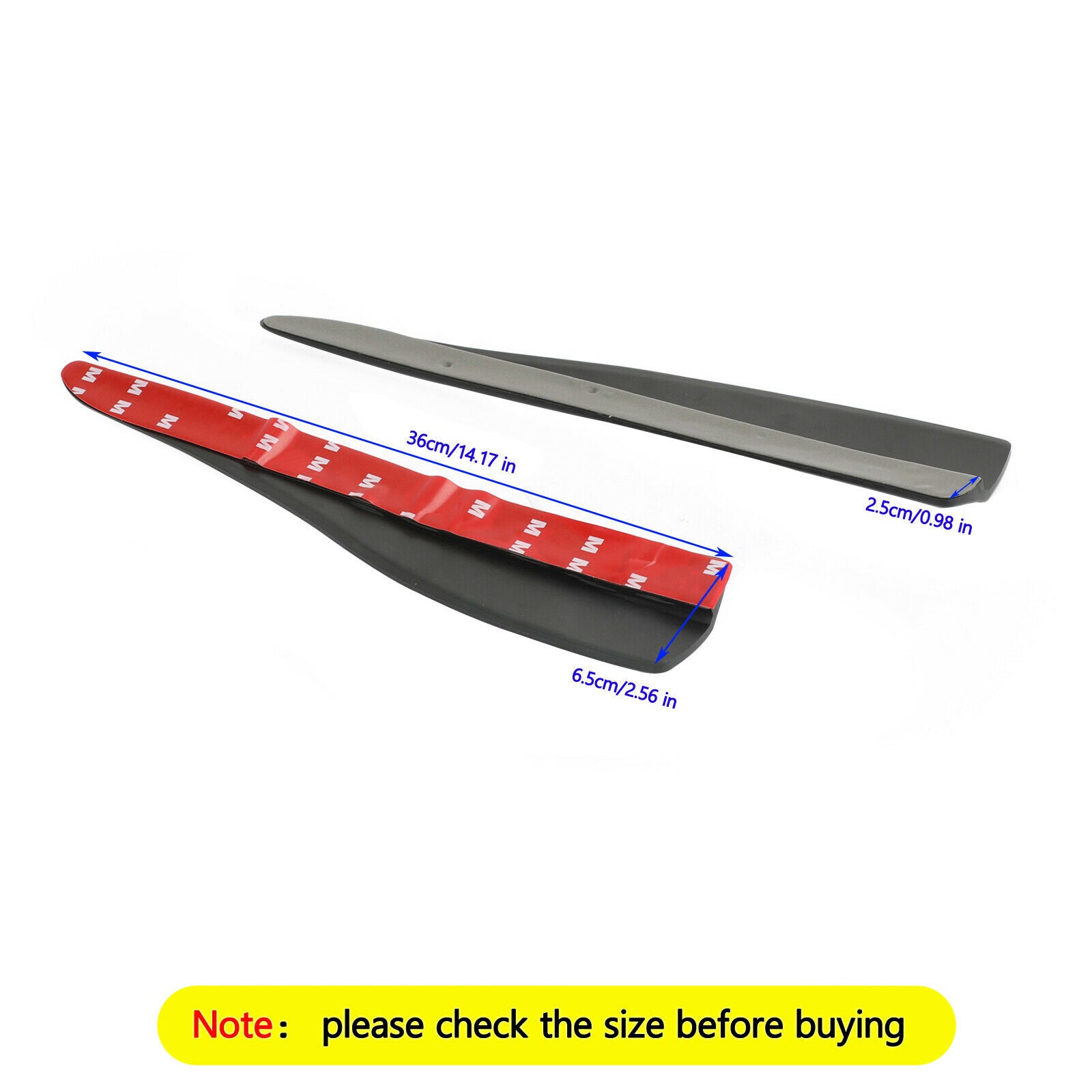 2pcs 36cm Rubber Car Front Rear Bumper Lip Anti-collision Strip Carbon Fiber CN
