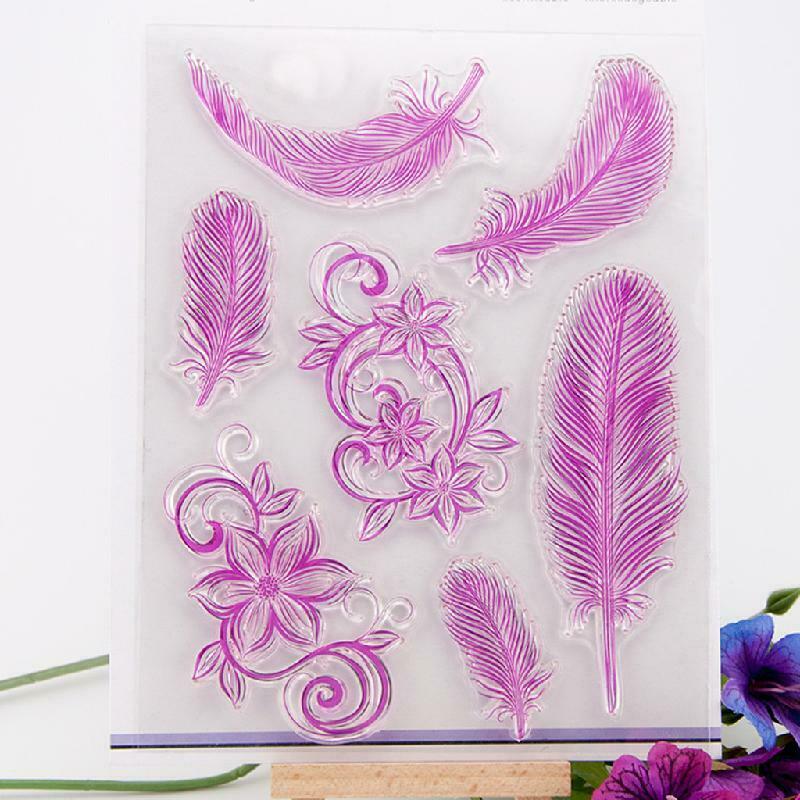 Clear Feather Transparent Stamp DIY Craft Silicone Rubber Scrapbooking Decor