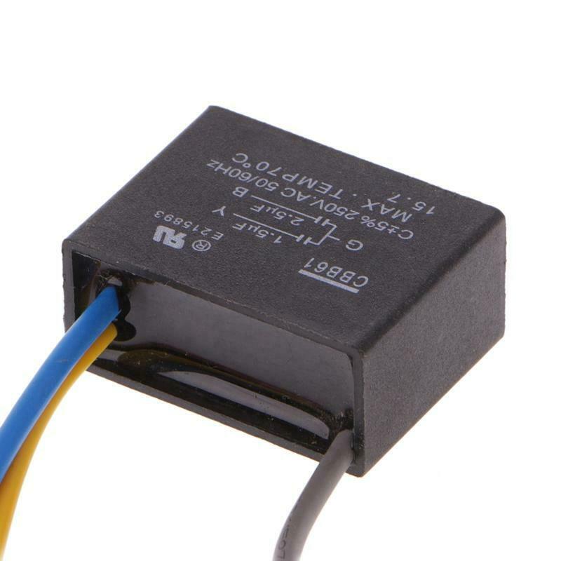 Black CBB61 1.5uF+2.5uF 3 Wires AC 250V 50/60Hz Capacitor For Ceiling Fan